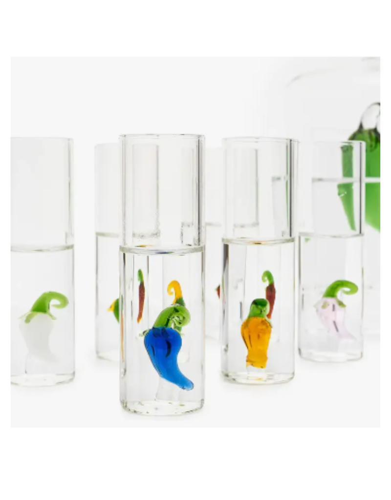 Tequila Decanter Set w/6 Pepper Shot Glasses