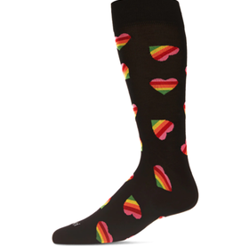 Rainbow Hearts Socks - Black