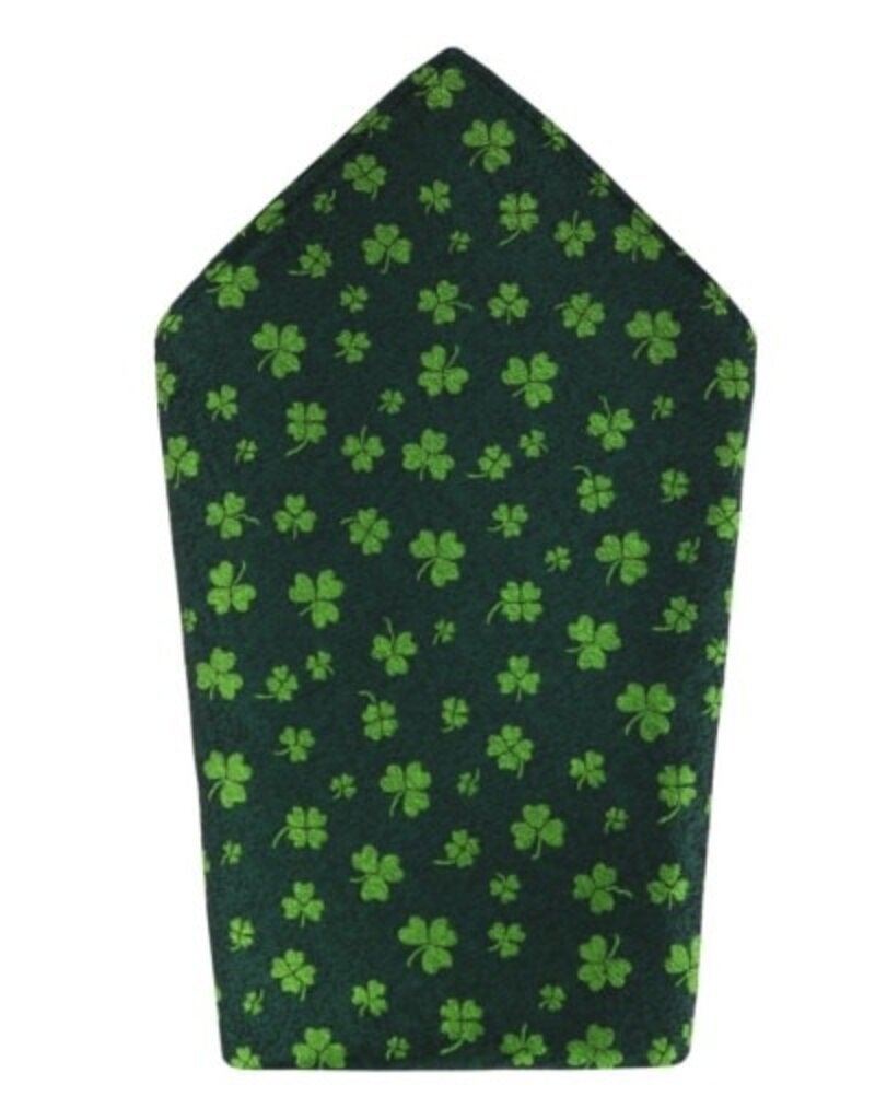 GREEN SHAMROCK NOVELTY SILK 12X12 POCKET SQUARE