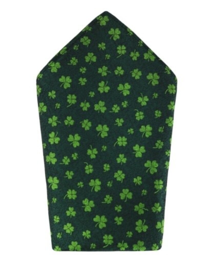 Trafalgar GREEN SHAMROCK NOVELTY SILK 12X12 POCKET SQUARE