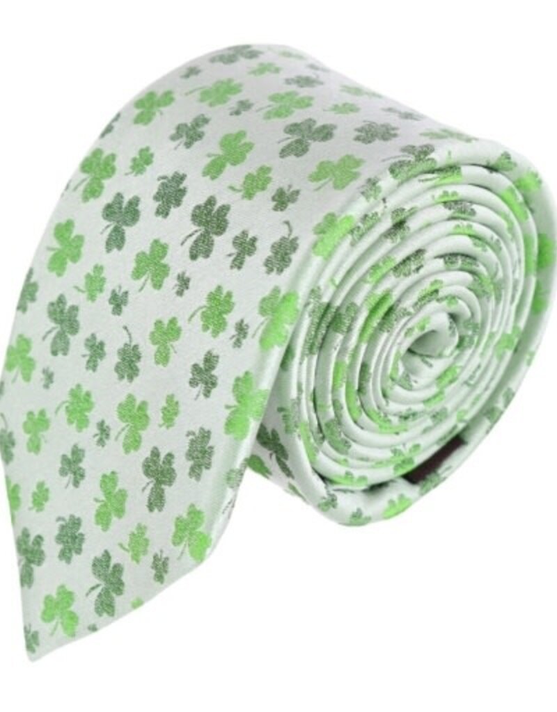 WHITE SHAMROCK NOVELTY SILK NECKTIE