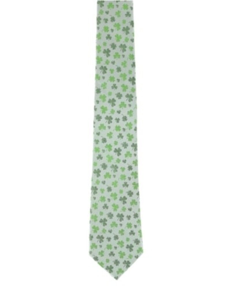 WHITE SHAMROCK NOVELTY SILK NECKTIE