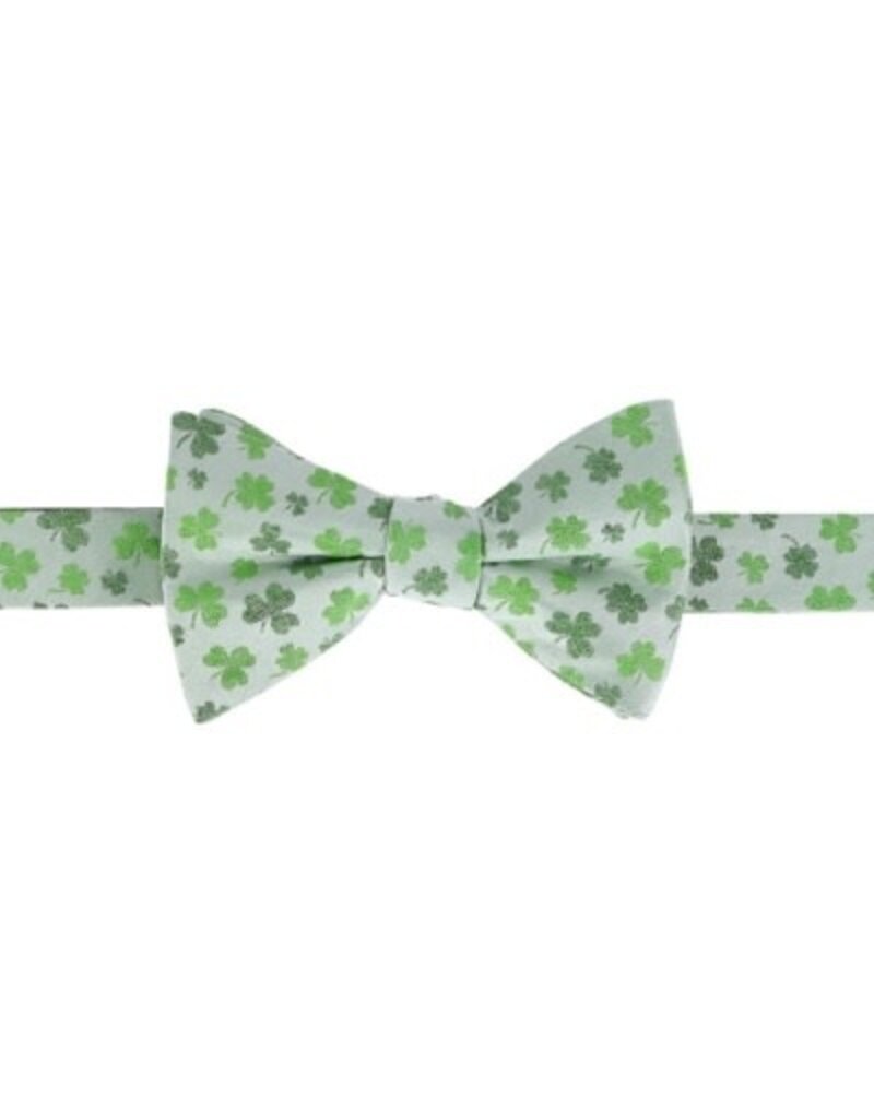 WHITE SHAMROCK NOVELTY SILK BOW TIE
