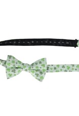 WHITE SHAMROCK NOVELTY SILK BOW TIE