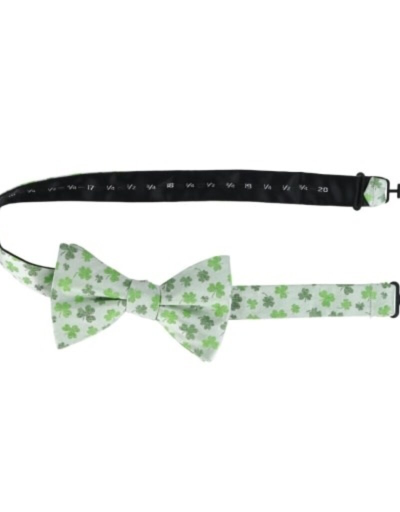 WHITE SHAMROCK NOVELTY SILK BOW TIE