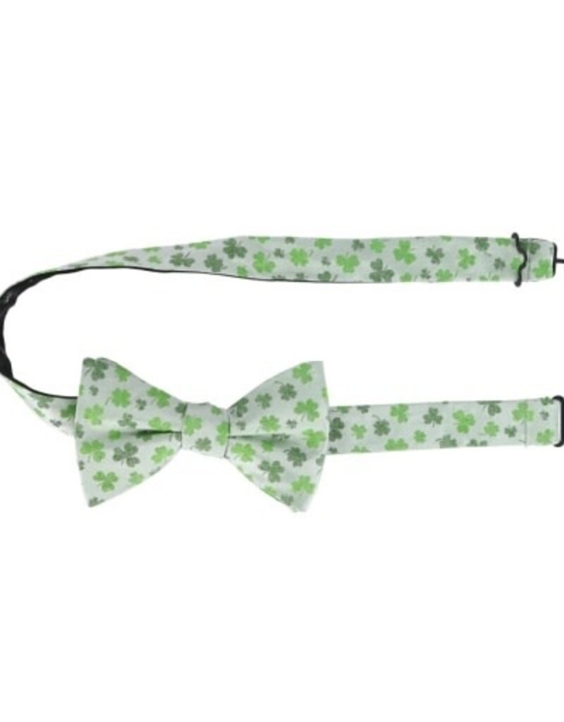 WHITE SHAMROCK NOVELTY SILK BOW TIE