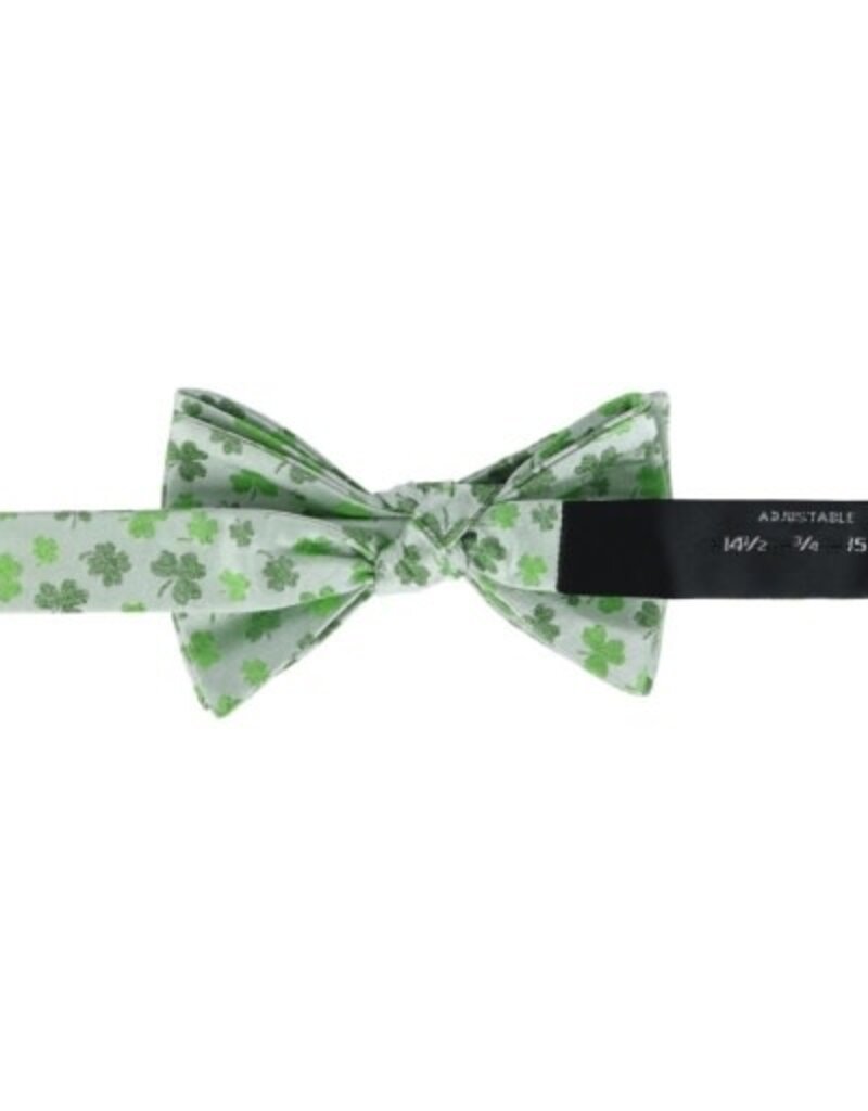 WHITE SHAMROCK NOVELTY SILK BOW TIE