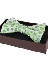 WHITE SHAMROCK NOVELTY SILK BOW TIE
