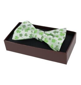 WHITE SHAMROCK NOVELTY SILK BOW TIE