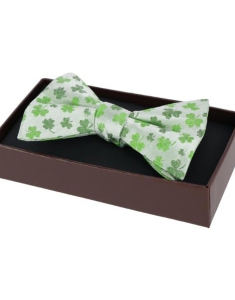 WHITE SHAMROCK NOVELTY SILK BOW TIE