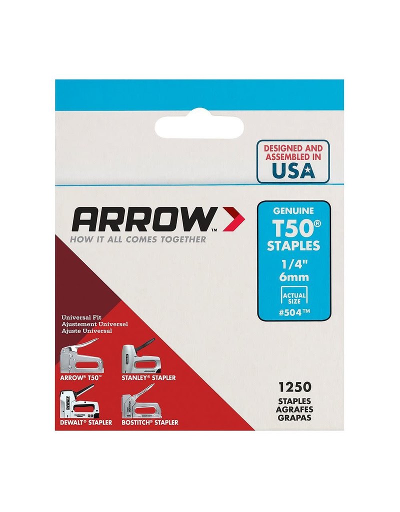 Arrow T50 1/4"" Staples - (1250-Pack)