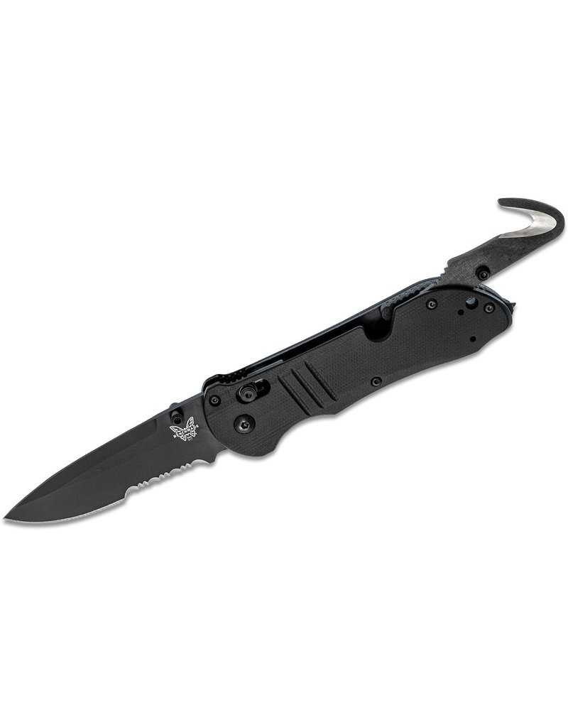 Benchmade Tactical Triage Rescue - 3.48" Black Combo Blade, S30V, Black G10 Handles, Safety Cutter, Glass Breaker (917SBK)