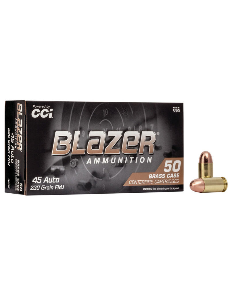 CCI Blazer Brass - .45 ACP, 230gr, FMJ, Box of 50 (5230)