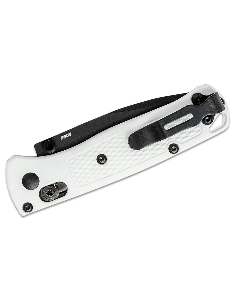 Benchmade Mini Bugout - 2.82" Black DLC Plain Blade, S30V, White Grivory Handles (533BK-1)