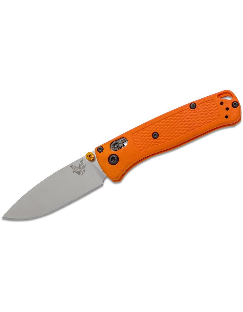 Benchmade Mini Bugout - 2.82" Satin Plain Blade, S30V, Orange Grivory Handles (533)