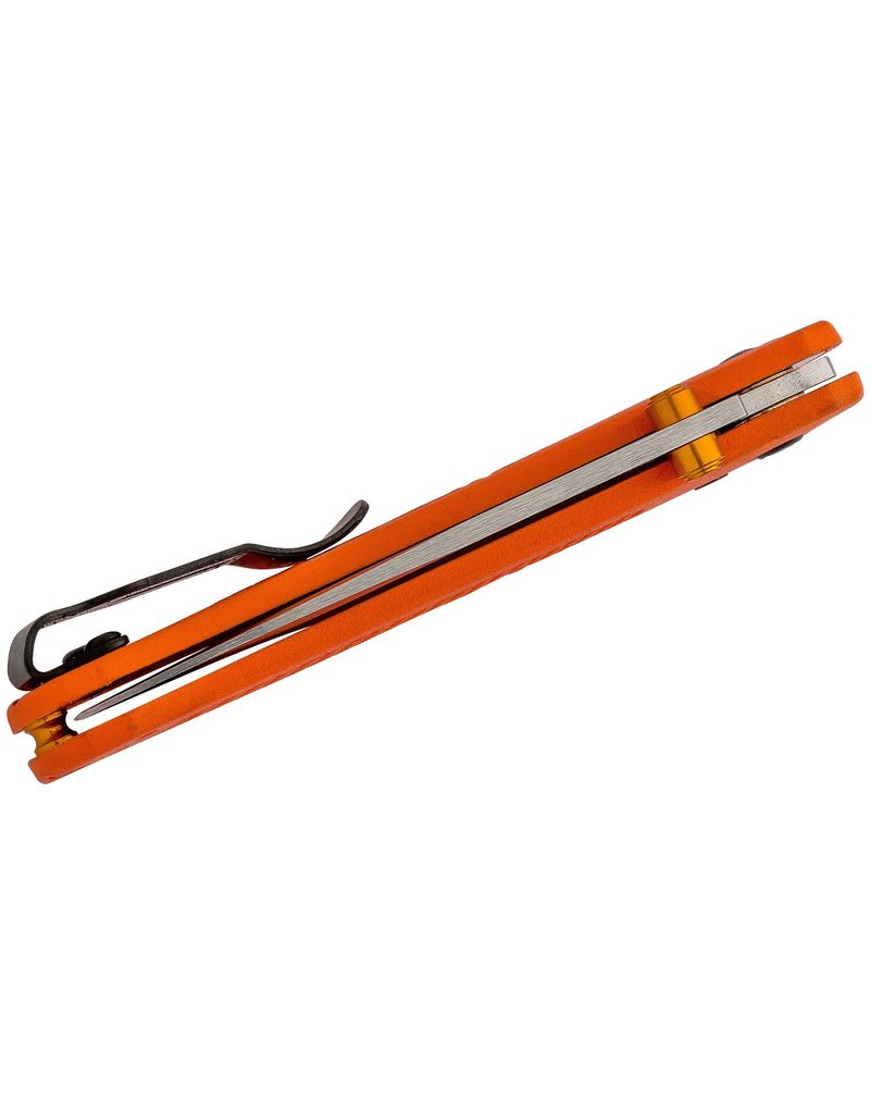 Benchmade Mini Bugout - 2.82" Satin Plain Blade, S30V, Orange Grivory Handles (533)