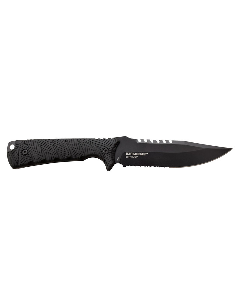 Elite Tactical Backdraft Fixed Black Combo Edge 8Cr13MoV Rubber (ET-FIX005BKSCS)