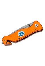 Boker Magnum EMS Rescue - 3.27" Satin 440A Combo Edge, Orange Aluminum Handles (01LL472)