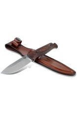 Benchmade Hunt Saddle Mountain Skinner - 4.2" Drop Point, Stabilized Wood Handles, S30V, Leather Sheath (15002)