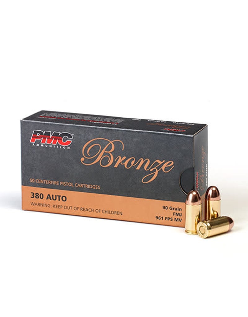 PMC Bronze - 380 Auto, 90gr, FMJ, Box of 50 (PMC380A)