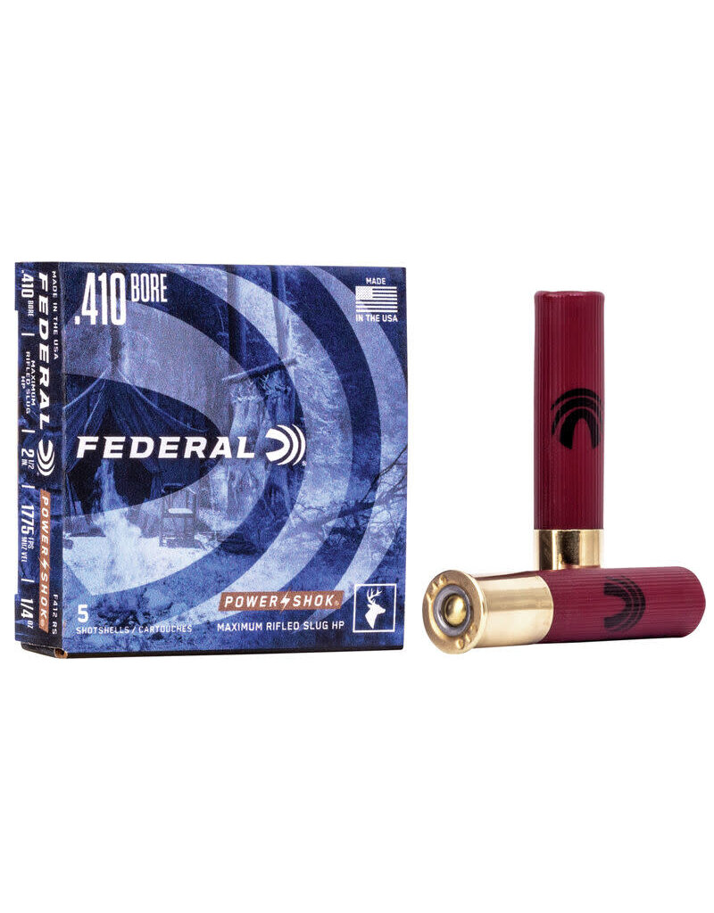 Federal Power-Shok Rifled Slug - 410GA, 2 1/2", 1/4 oz., Box of 5 (F412RS)