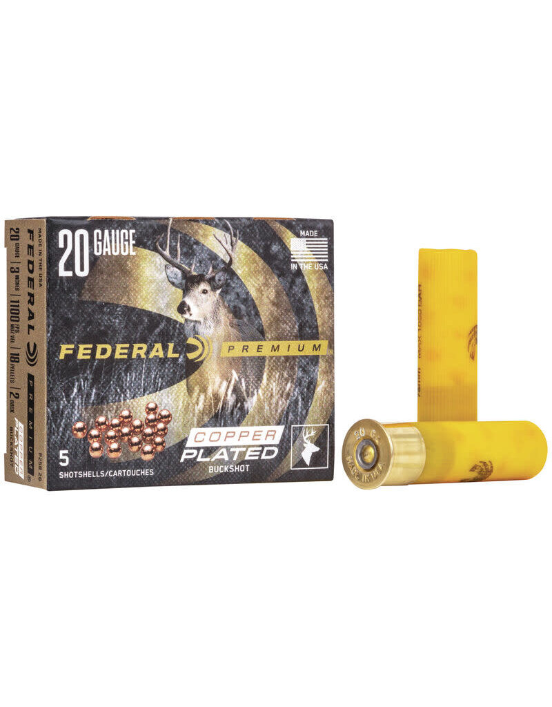 Federal Vital-Shok Buckshot - 20GA, 3", 2 Buck, 18 Pellets., Box of 5 (P2582B)