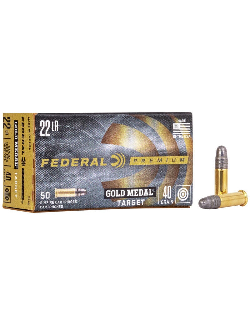 Federal Premium Gold Medal Rimfire - 22LR, 40 GR, LRN, Box of 50 (711B)