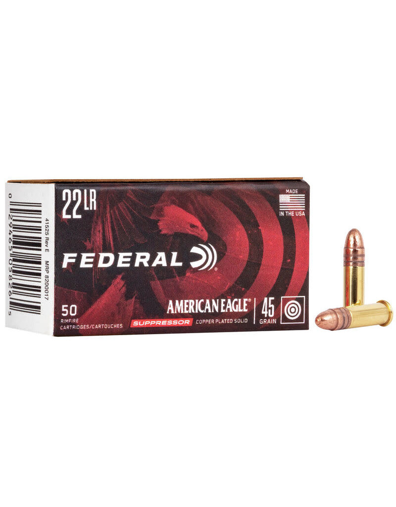 American Eagle Suppressor - 22LR, 45 GR, SP, Box of 50 (AE22SUP1)