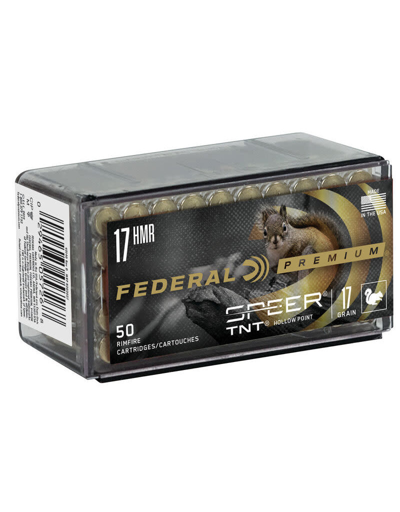 Federal Premium V Shok - 17 HMR, 17 GR, Speer TNT, JHP, Box of 50 (P770)