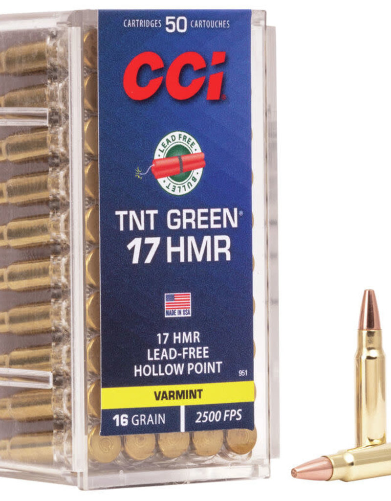 CCI Varmint TNT Green 17 HMR 16 gr Hollow Point Box of 50 (951)
