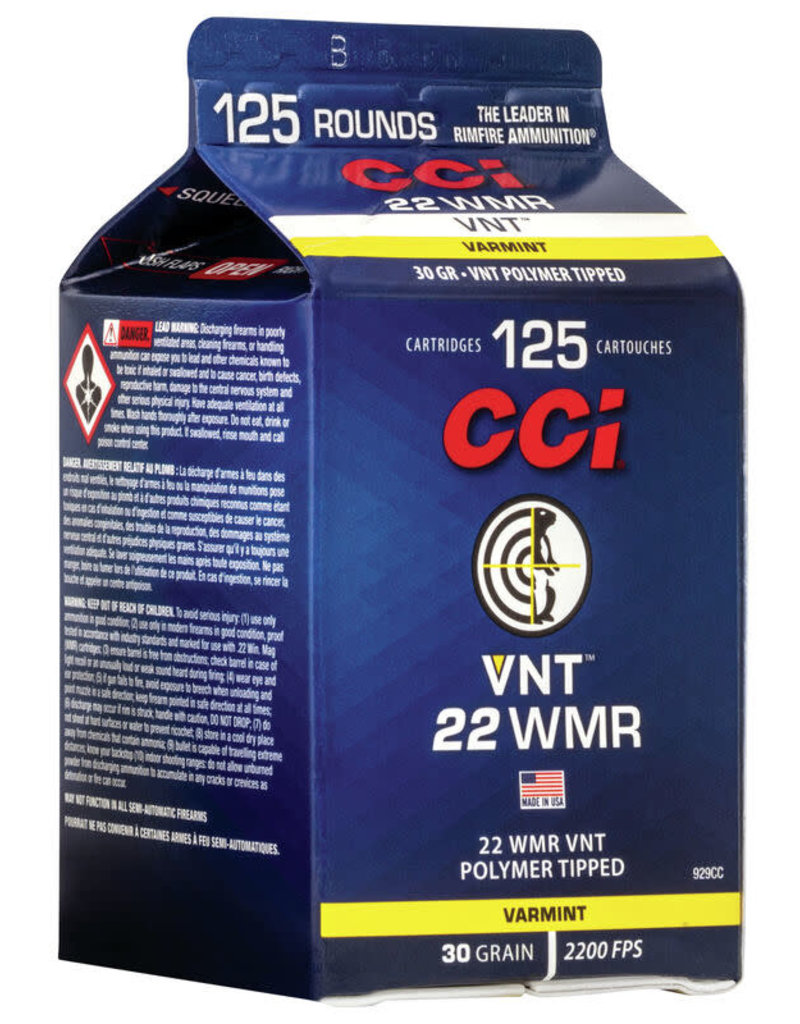 CCI VNT - 22 WMR, 30gr, VNT, Carton of 125 (929CC)