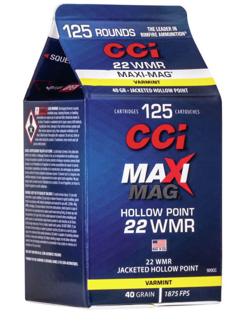 CCI Maxi Mag - 22 WMR, 40gr, Hollow Point, Box of 125 (920CC)