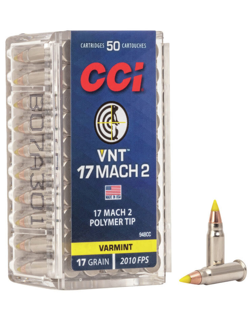 CCI VNT - 17 Mach 2, 17gr, Varmint Tip, Box of 50 (948CC)