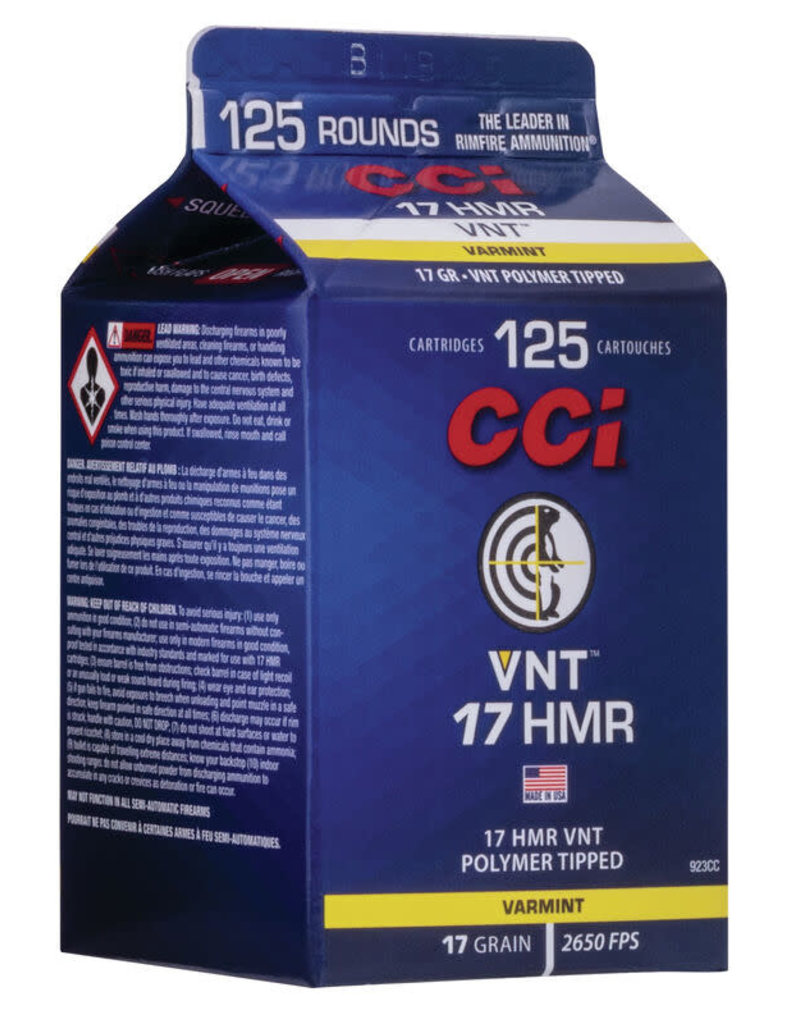 CCI VNT - 17 HMR, 17gr, Poly-Tip, Box of 125 (923CC)