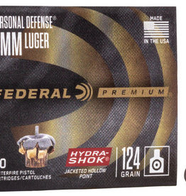 Federal Personal Defense Hydra-Shok - 9mm, 124gr, JHP, Box of 20 (P9HS1)