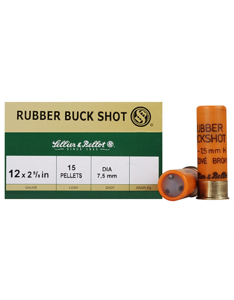 Sellier & Bellot Rubber Buckshot - 12GA, 2-3/4", Box of 25 (V075252)