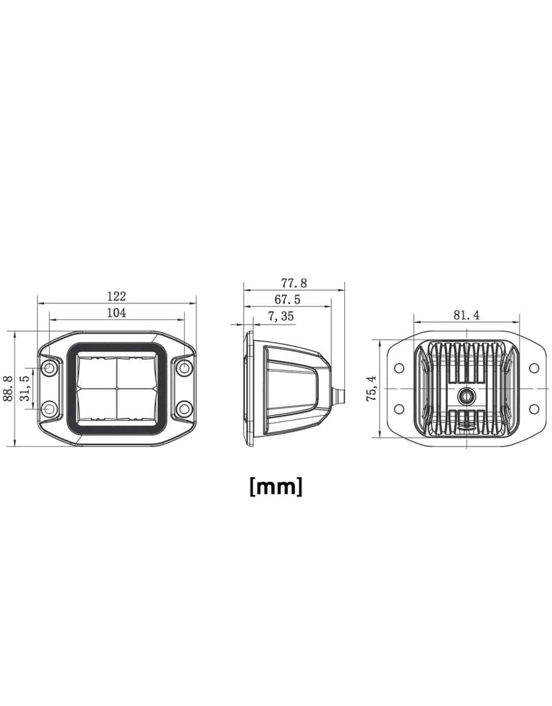 NightRider 3″ JET BLACK Inset Flush Mount Cube Light – 40W Flood (NJ1240IF)