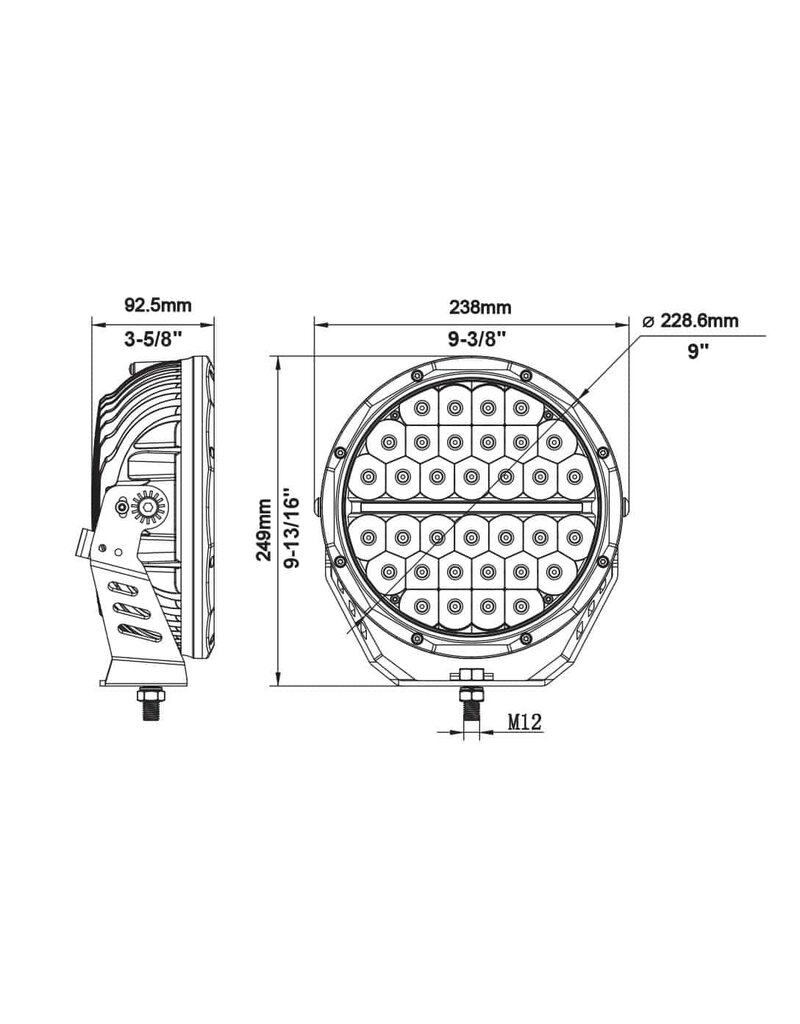 NightRider Driver Pro 9R – 9″ Round Driving Light Kit (N9REM)