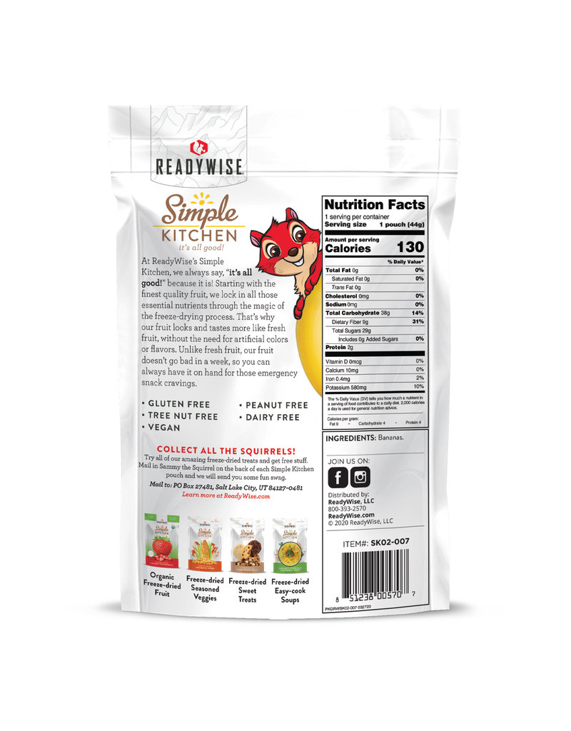 ReadyWise Simple Kitchen Freeze - Dried Bananas (RWSK02-007)