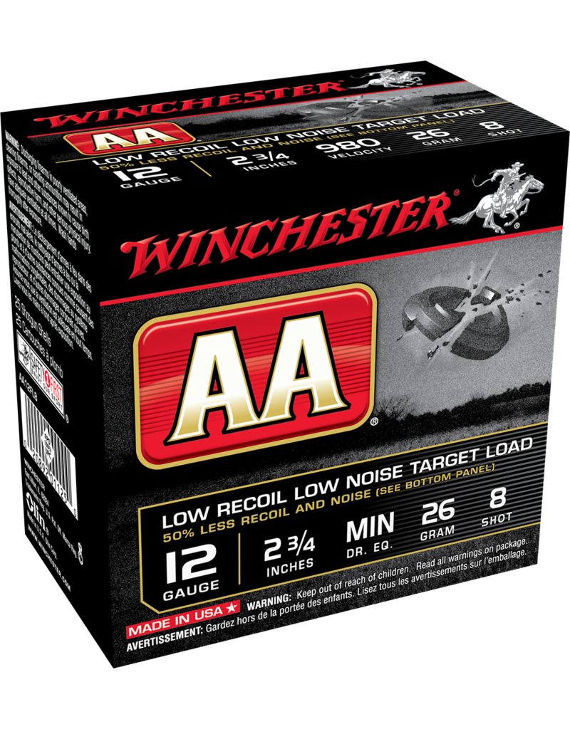 Winchester AA Low Recoil Target Load - 12GA, 2-3/4", #8, (AA12FL8)