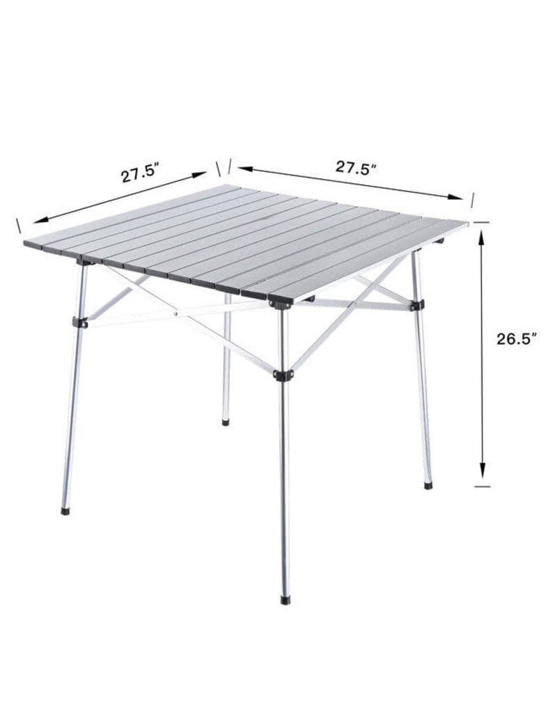 PHAT Foldable Portable Square Aluminum Camping Table With Carrying Bag, 27.5" X 27.5" (PT-TY501G)