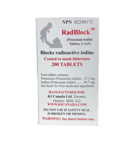 KIC RadBlock 65 mg Coated Scored Potassium Iodide Tablets, Bottle of 200 (RB200)