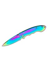 Boker Magnum Blaze - 2.88" Rainbow 440A Plain Edge, Rainbow Stainless Steel Handles (01MB255)