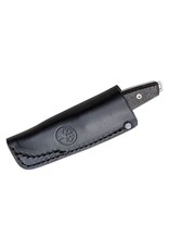 Boker Daily Knives AK1 - 2.99" RWL-34 Satin Plain Edge, Carbon Fiber Handles, Black Leather Sheath (126502)