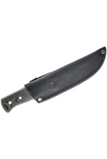 Condor Tool & Knife Bushlore Camp Knife - 4.31"  Satin 1075 Carbon Steel Plain Edge, Micarta Handle, Black Leather Sheath (60005)