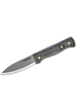 Condor Tool & Knife Bushlore Camp Knife - 4.31"  Satin 1075 Carbon Steel Plain Edge, Micarta Handle, Black Leather Sheath (60005)