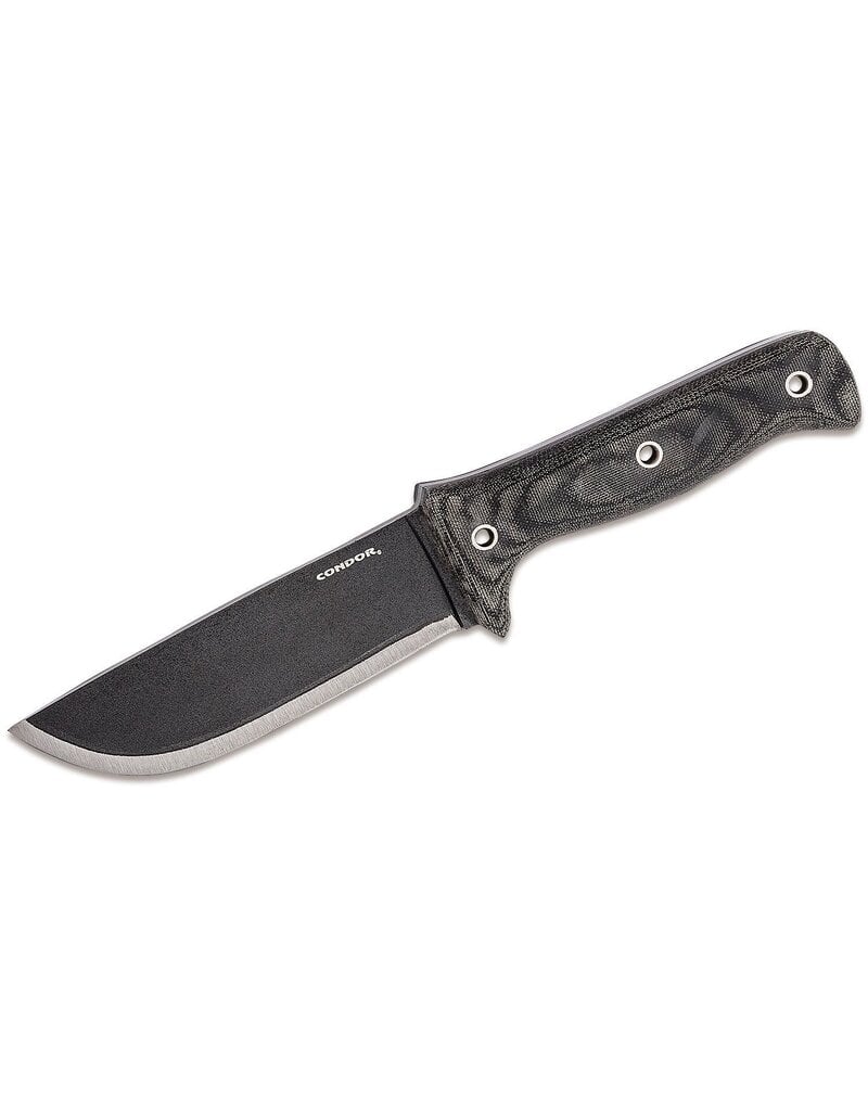 Condor Tool & Knife Crotalus Knife - 5.5" Black 1075 Carbon Steel Plain Edge, Micarta Handles, Kydex Sheath (60202)