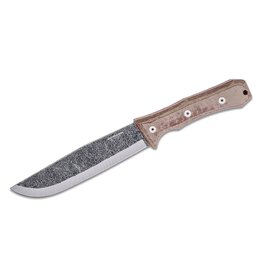 Condor Tool & Knife Mountain Pass Camp Knife - 7.01" Black 1095 Carbon Steel Plain Edge, Micarta Handles, Welted Leather Sheath (62739)