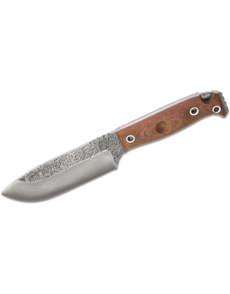 Condor Tool & Knife Selknam Knife - 5.12" 1075 Carbon Steel Blade, Micarta Handles, Welted Leather Sheath with Fire Starter (63821)