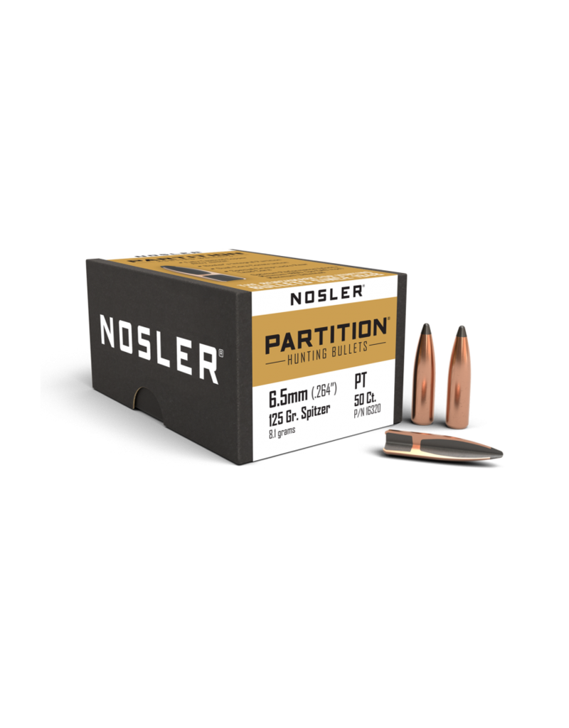 Nosler Partition Bullets - 6.5mm, 125gr., .264", Spitzer, Box of 50 (16320)